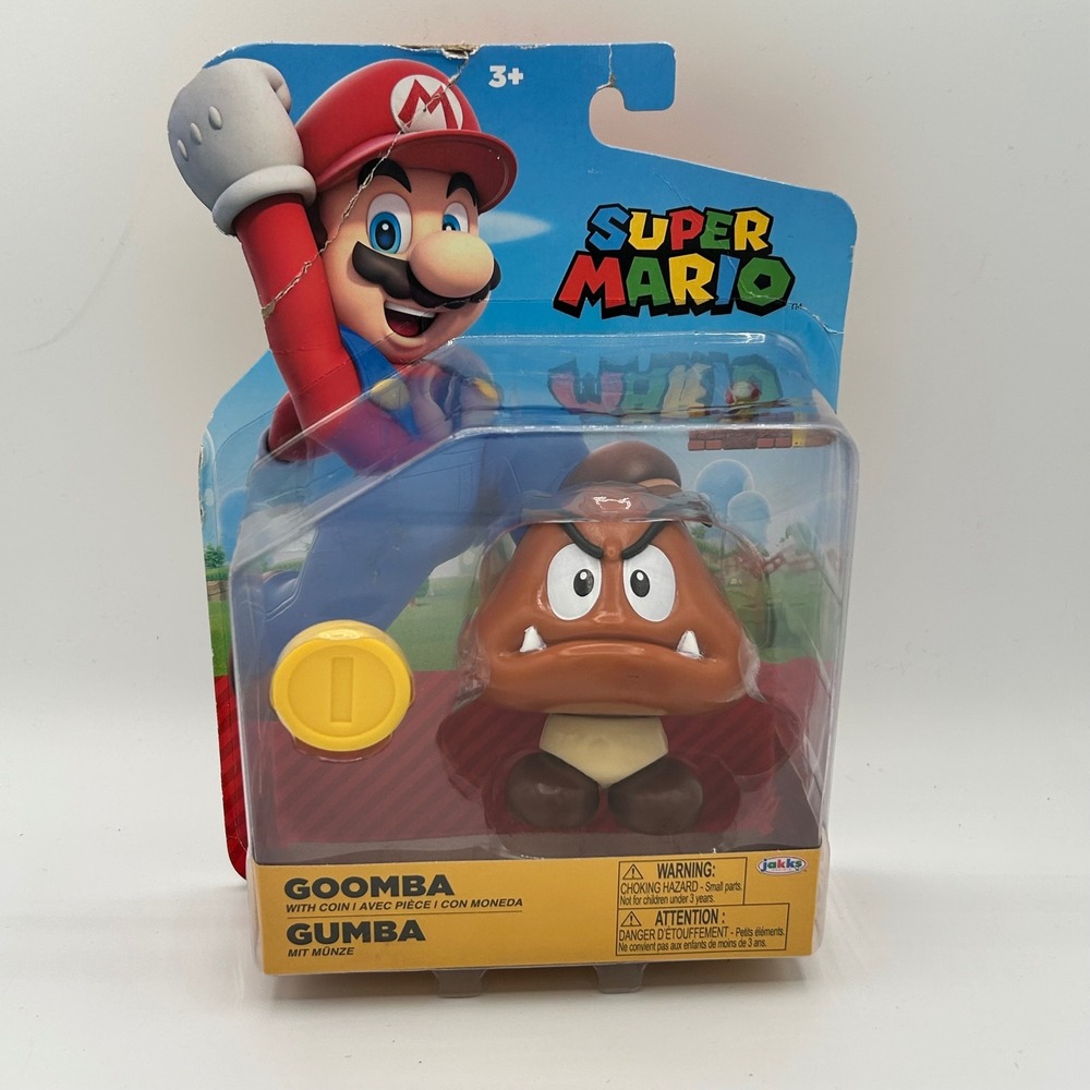 Jakks Pacific Super Mario Goomba Action Figure with Coin 2024 Nintendo Toy